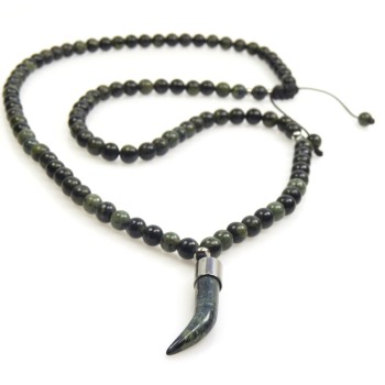 Naszyjnik męski z jaspisu kambaba z kłem