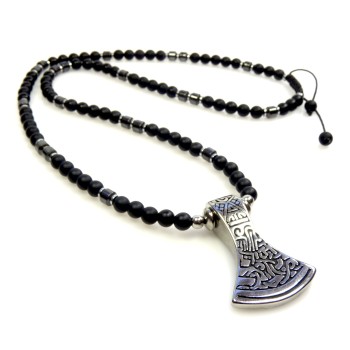 Ręcznie naszyjnik męski  z minerałem