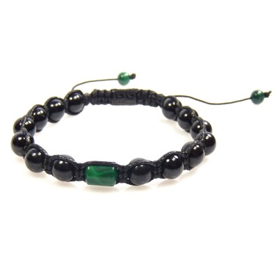 Męska bransoletka malachit, szungit i turmalin