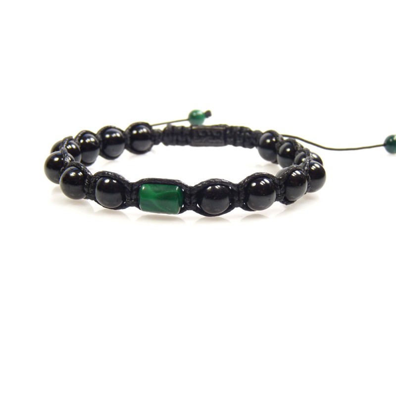 Męska bransoletka malachit, szungit i turmalin