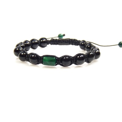 Męska bransoletka malachit, szungit i turmalin