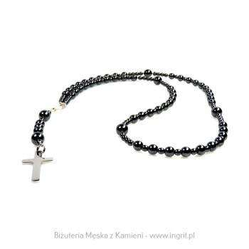 Szary naszyjnik różaniec hematyt