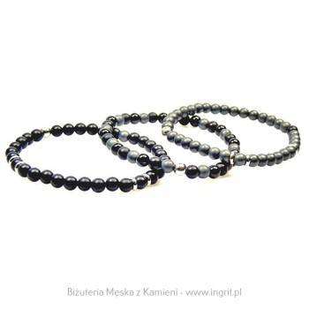 Komplet trzech męskich bransoletek z kamieni naturalnych