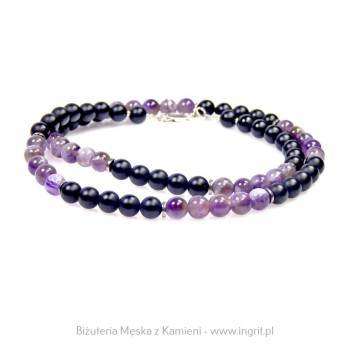 Naturalny kamień ametystu męski naszyjnik