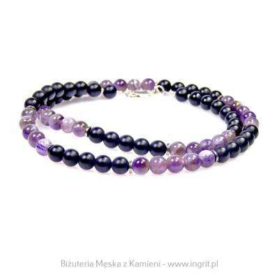 Naturalny kamień ametystu męski naszyjnik