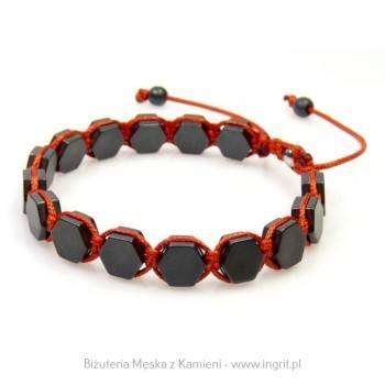Matowa bransoletka z sześciokątnym hematytem