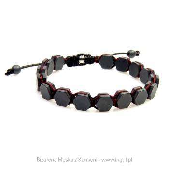 Bransoletka męska sześciokątny hematyt