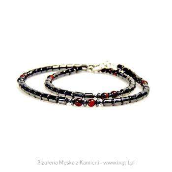 Naszyjnik z kamieni bawolego oka i hematytu