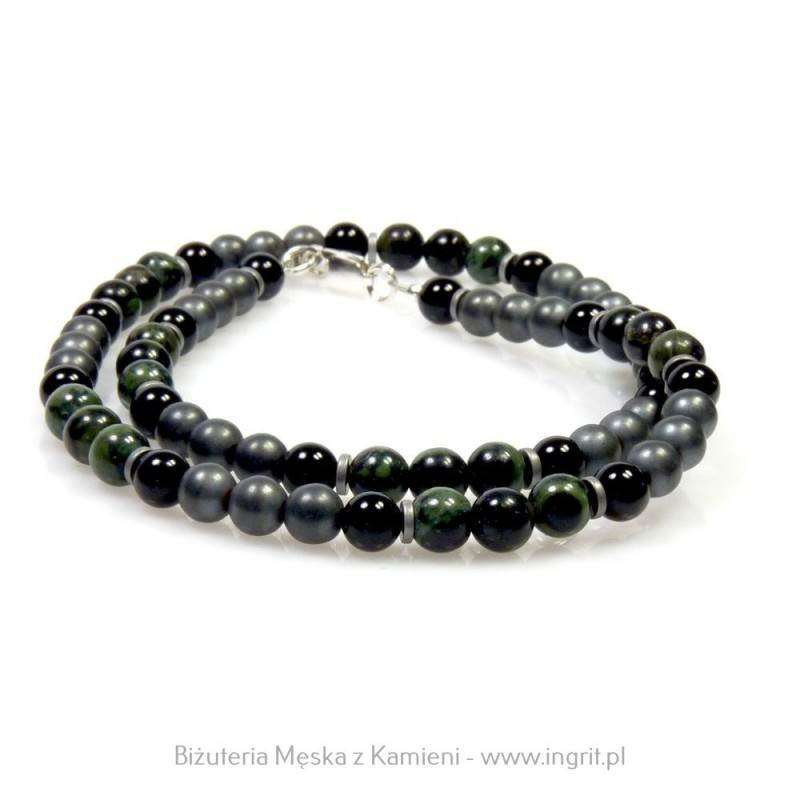 Modny naszyjnik męski z matowego hematytu