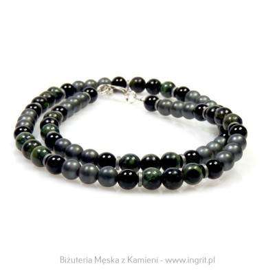 Modny naszyjnik męski z matowego hematytu