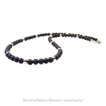 Gustowny naszyjnik męski lawa i stal