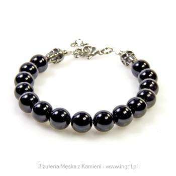 Bransoletka męska polerowany onyks z czaszkami