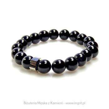 Bransoletka męska onyks z przekładka ze stali nakrętka