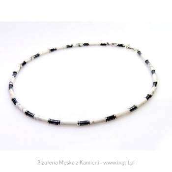 Męski naszyjnik biały howlit i grafitowy hematyt
