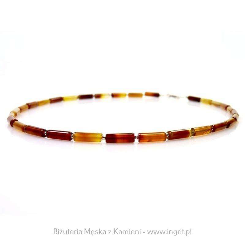 Naszyjnik dla mężczyzn z agatem w kolorach bursztynu