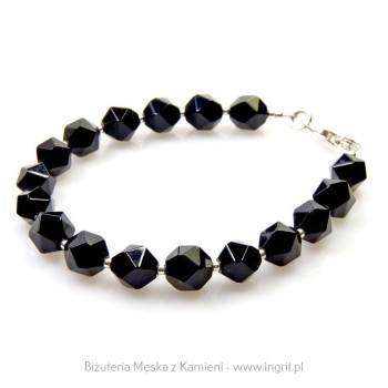 Męska bransoletka z naturalnych kamieni czarnego agatu