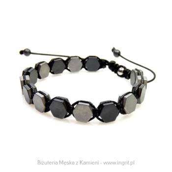 Bransoletka męska sześciokątny hematyt