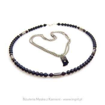 Komplet naszyjnik z kamieni i zawieszka ze stali