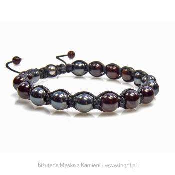 Męska bransoletka z granatem i hematytem