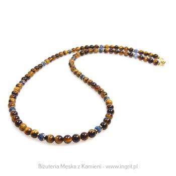 Naszyjnik męski tygrysie oko i sodalit